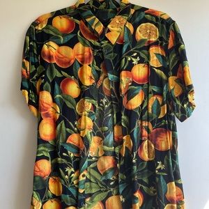 H&M  Orange Blossom Print Shirt size L
